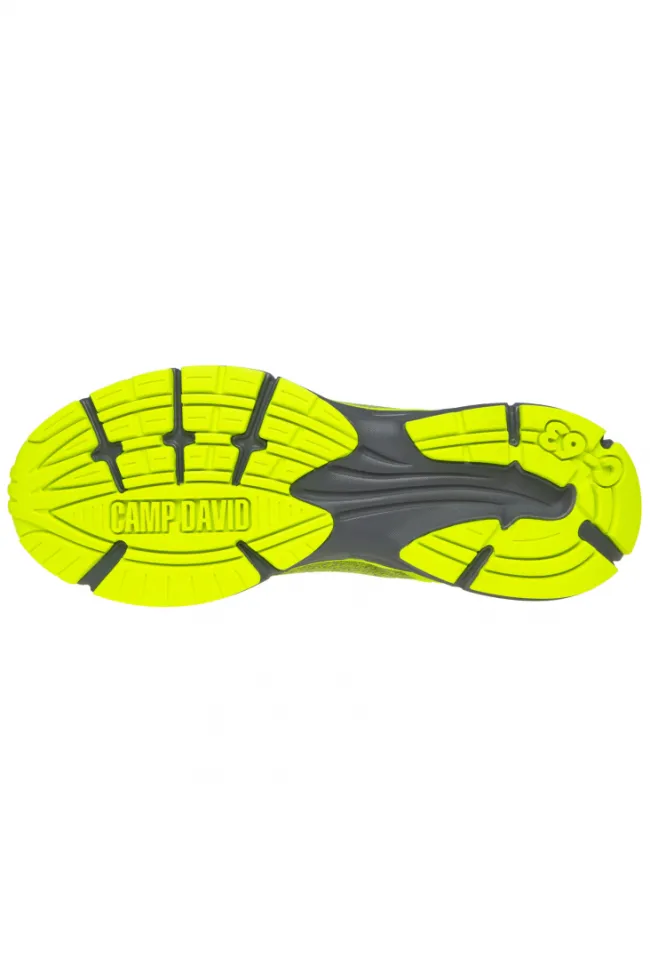 Herren CAMP DAVID & SOCCX Running Sneaker mit Knit-Design und Rubber Logo neon lime