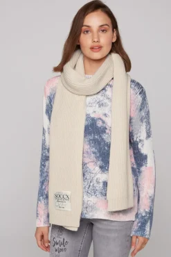 Damen CAMP DAVID & SOCCX Schal in Rippstrick mit Label Patch faded beige