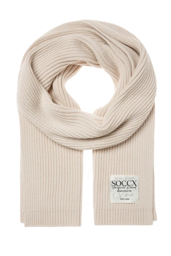 Damen CAMP DAVID & SOCCX Schal in Rippstrick mit Label Patch faded beige