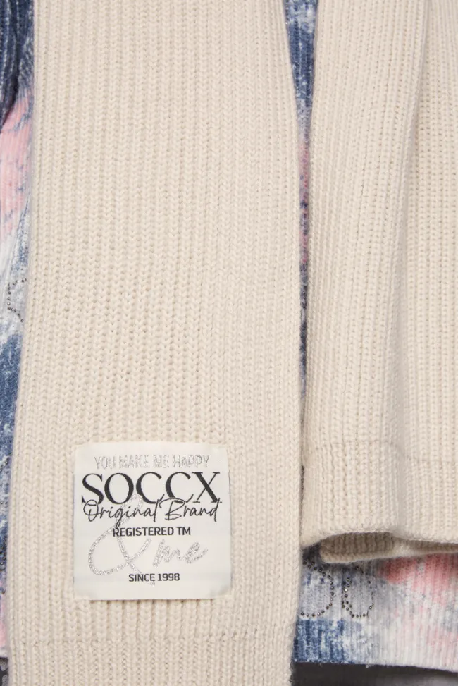 Damen CAMP DAVID & SOCCX Schal in Rippstrick mit Label Patch faded beige