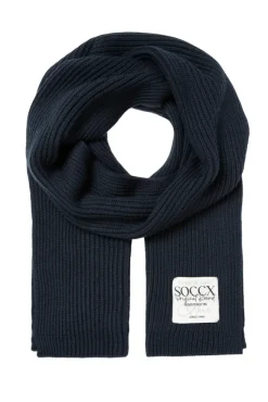 Damen CAMP DAVID & SOCCX Schal in Rippstrick mit Label Patch blue navy