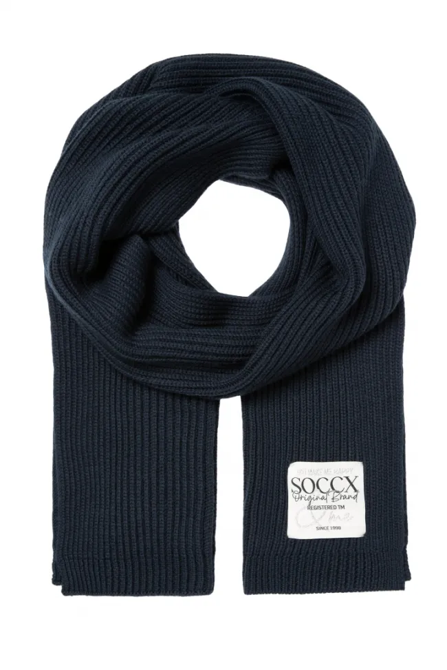 Damen CAMP DAVID & SOCCX Schal in Rippstrick mit Label Patch blue navy