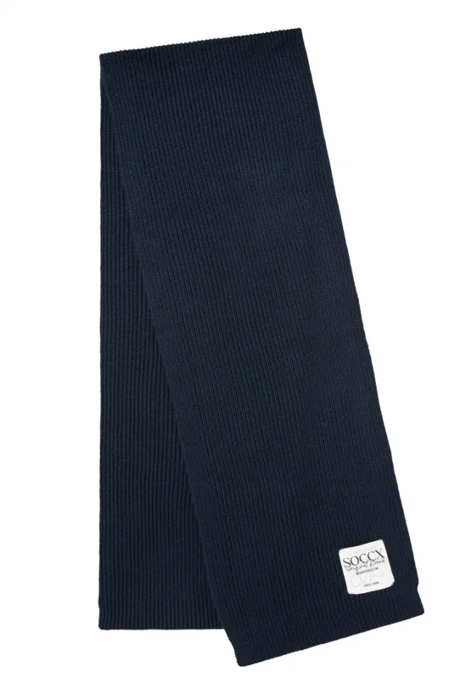 Damen CAMP DAVID & SOCCX Schal in Rippstrick mit Label Patch blue navy