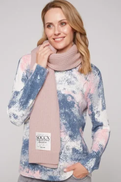Damen CAMP DAVID & SOCCX Schal in Rippstrick mit Label Patch rose blush