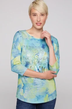 Damen CAMP DAVID & SOCCX Shirt mit All Over Print und 3/4-Ärmeln