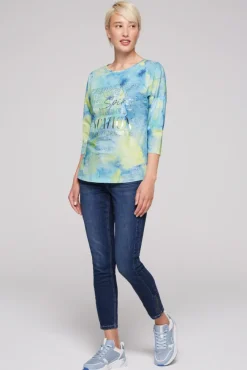 Damen CAMP DAVID & SOCCX Shirt mit All Over Print und 3/4-Ärmeln
