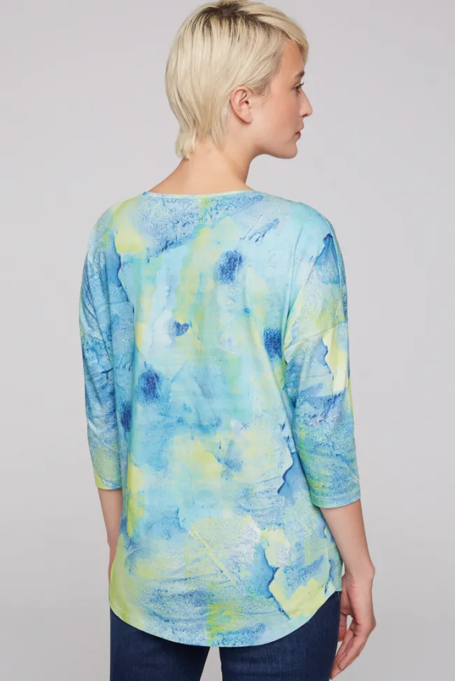 Damen CAMP DAVID & SOCCX Shirt mit All Over Print und 3/4-Ärmeln