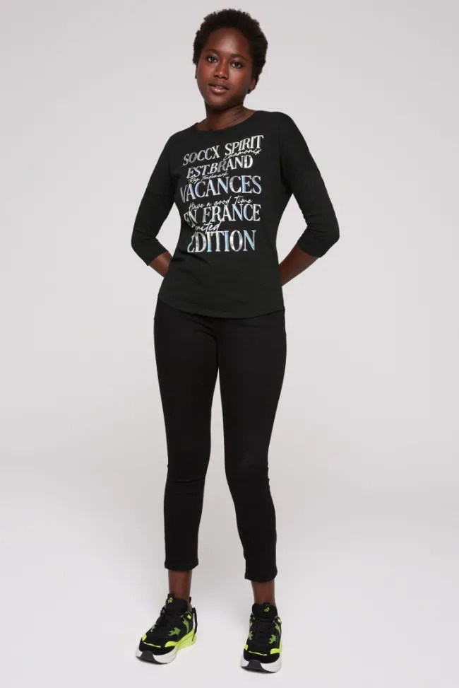 Damen CAMP DAVID & SOCCX Shirt mit 3/4-Ärmeln und buntem Wording Print