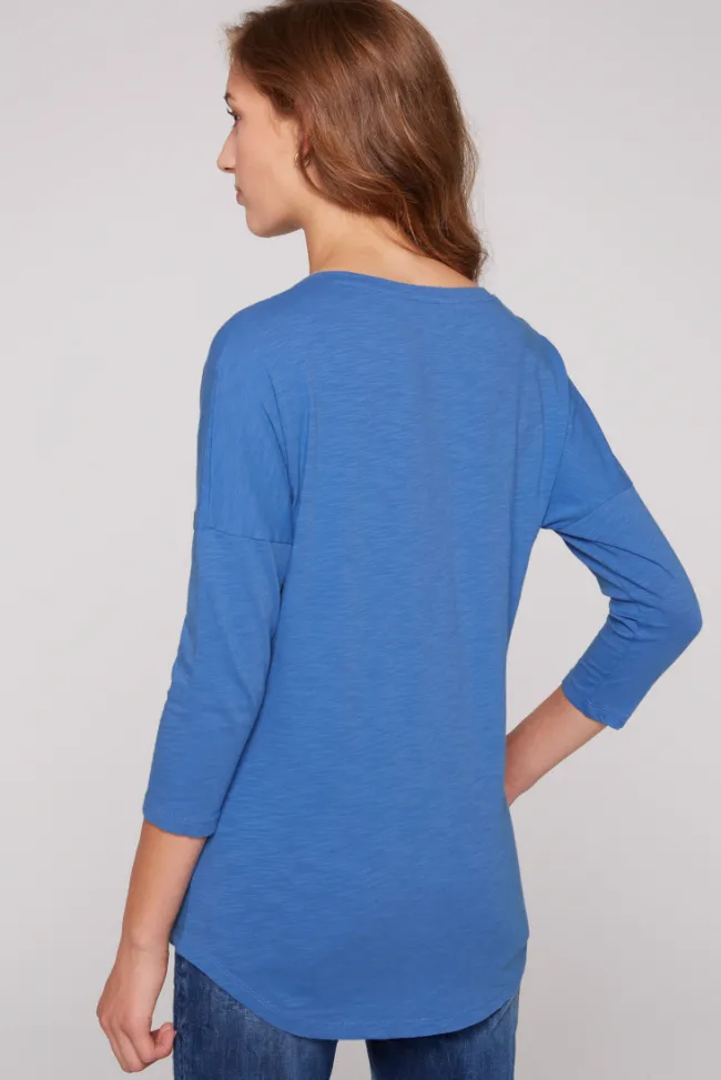 Damen CAMP DAVID & SOCCX Shirt mit 3/4-Ärmeln und buntem Wording Print