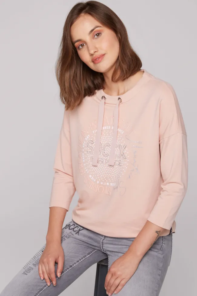Damen CAMP DAVID & SOCCX Shirt mit Stehkragen und Artwork rose blush