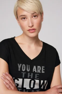 Damen CAMP DAVID & SOCCX Shirt mit V-Ausschnitt und Wording Print