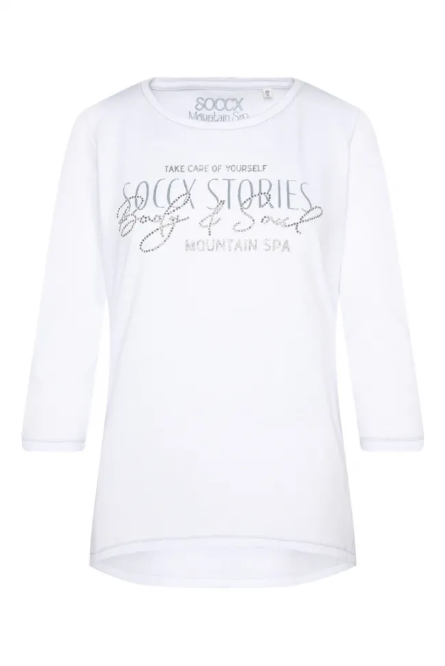 Damen CAMP DAVID & SOCCX Shirt mit Wording Print und Schmucksteinen