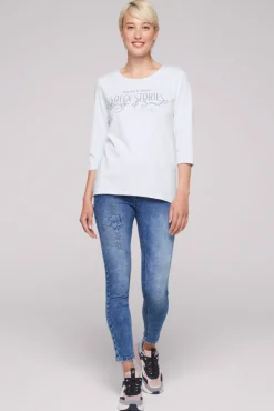 Damen CAMP DAVID & SOCCX Shirt mit Wording Print und Schmucksteinen