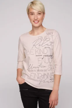 Damen CAMP DAVID & SOCCX Shirt mit Wording Print und Schmucksteinen rose blush