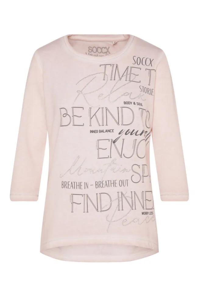 Damen CAMP DAVID & SOCCX Shirt mit Wording Print und Schmucksteinen rose blush