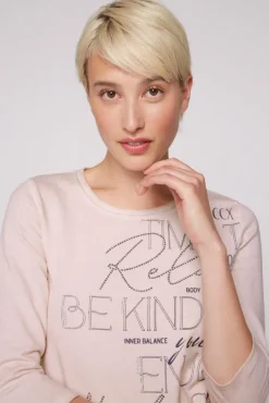 Damen CAMP DAVID & SOCCX Shirt mit Wording Print und Schmucksteinen rose blush