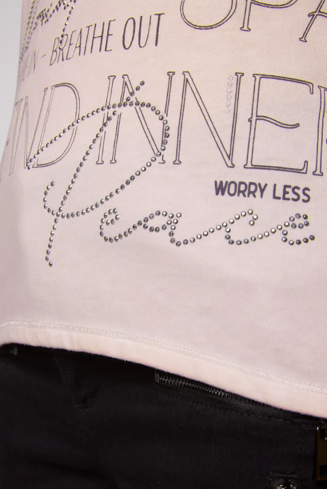Damen CAMP DAVID & SOCCX Shirt mit Wording Print und Schmucksteinen rose blush