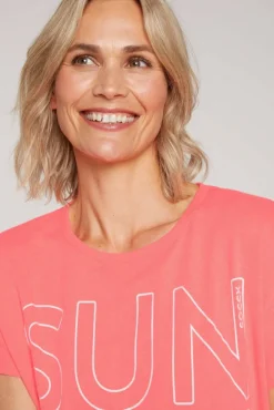Damen CAMP DAVID & SOCCX Shirt Oversized mit Artwork neon pink
