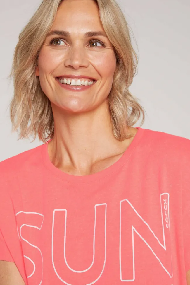 Damen CAMP DAVID & SOCCX Shirt Oversized mit Artwork neon pink