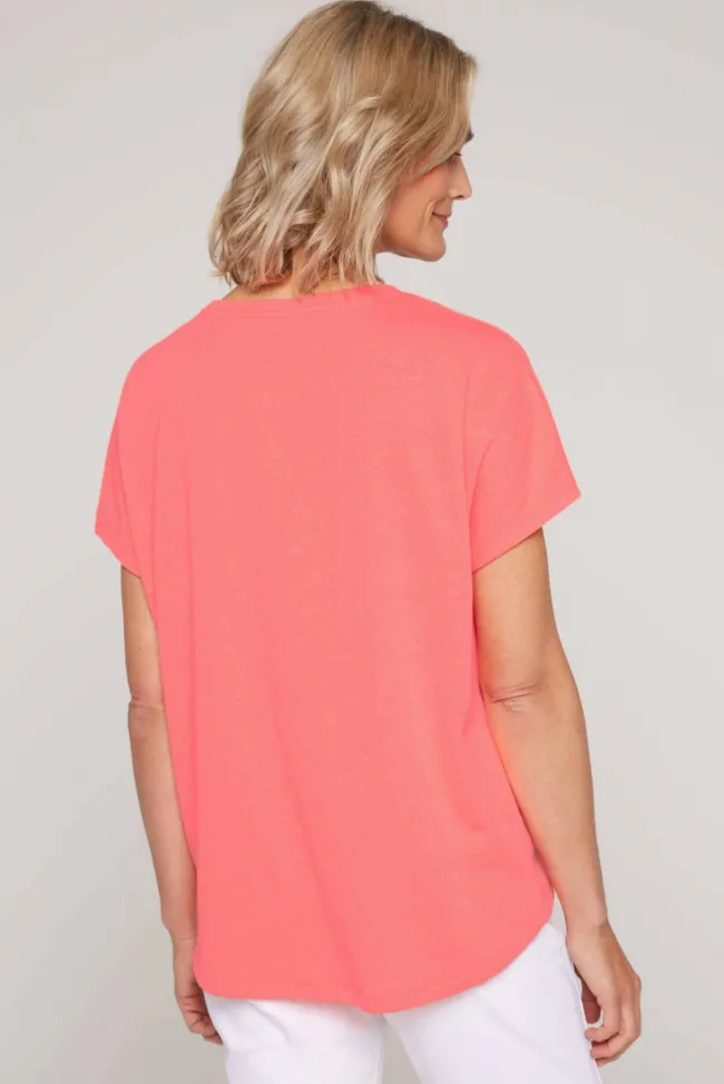 Damen CAMP DAVID & SOCCX Shirt Oversized mit Artwork neon pink