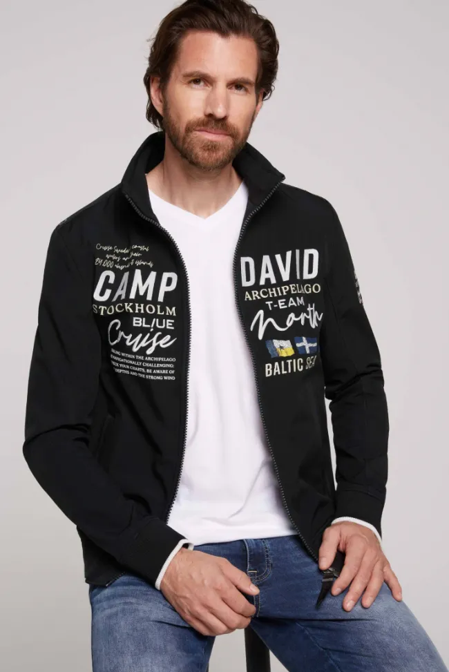 Herren CAMP DAVID & SOCCX Softshelljacke im Blouson-Stil mit Artworks