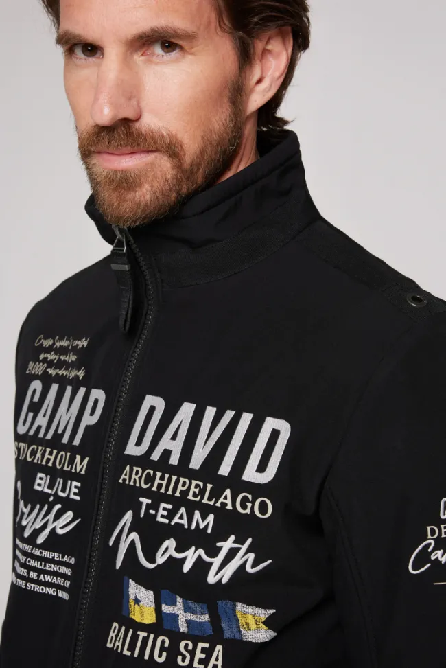 Herren CAMP DAVID & SOCCX Softshelljacke im Blouson-Stil mit Artworks