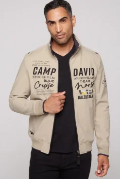 Herren CAMP DAVID & SOCCX Softshelljacke im Blouson-Stil mit Artworks neutral beige