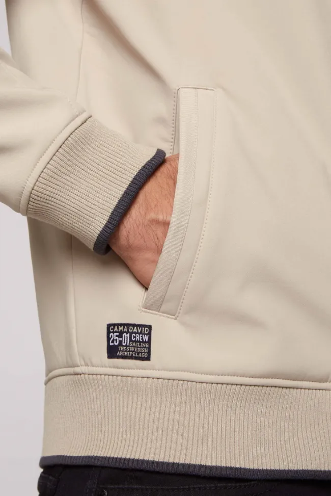 Herren CAMP DAVID & SOCCX Softshelljacke im Blouson-Stil mit Artworks neutral beige