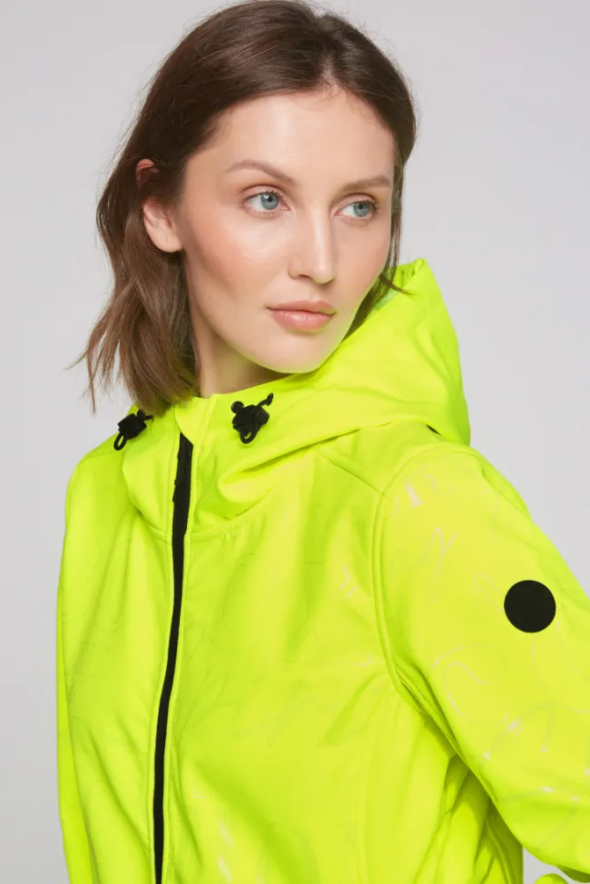 Damen CAMP DAVID & SOCCX Softshelljacke mit Kapuze und Glossy Prints yellow lime