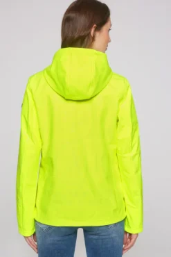 Damen CAMP DAVID & SOCCX Softshelljacke mit Kapuze und Glossy Prints yellow lime