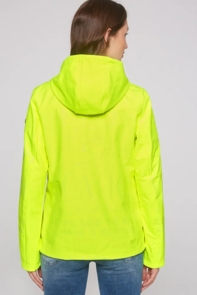 Damen CAMP DAVID & SOCCX Softshelljacke mit Kapuze und Glossy Prints yellow lime