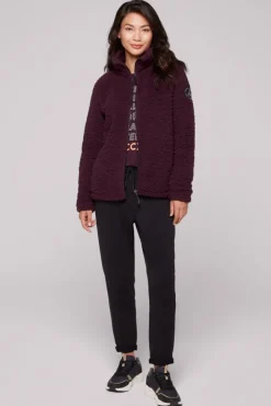 Damen CAMP DAVID & SOCCX Sport-Jacke im Sherpa-Look deep plum