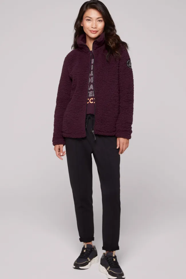 Damen CAMP DAVID & SOCCX Sport-Jacke im Sherpa-Look deep plum
