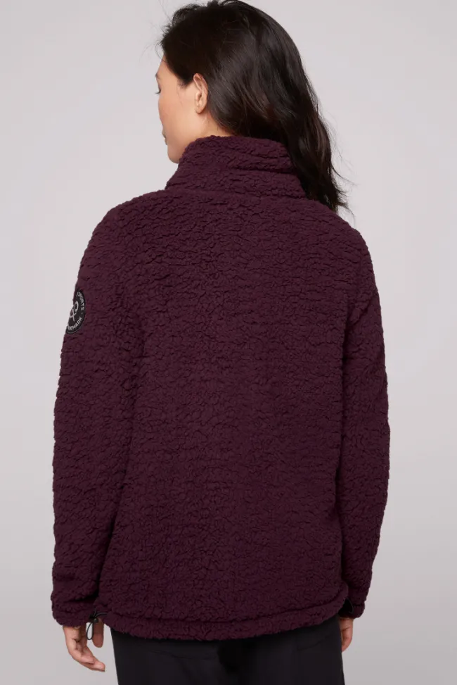 Damen CAMP DAVID & SOCCX Sport-Jacke im Sherpa-Look deep plum