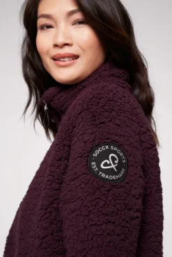 Damen CAMP DAVID & SOCCX Sport-Jacke im Sherpa-Look deep plum