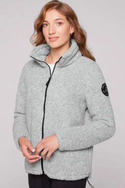 Damen CAMP DAVID & SOCCX Sport-Jacke im Sherpa-Look grey melange