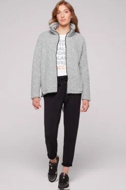Damen CAMP DAVID & SOCCX Sport-Jacke im Sherpa-Look grey melange