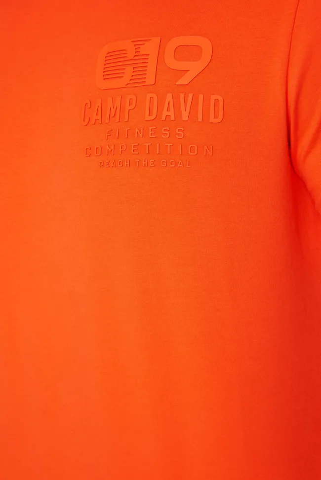 Herren CAMP DAVID & SOCCX Sport-T-Shirt mit Artwork signal orange