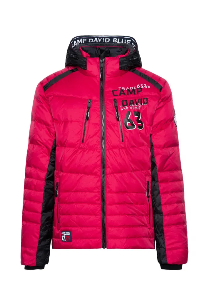 Herren CAMP DAVID & SOCCX Steppjacke im Colour Design mit Logo Artworks royal red