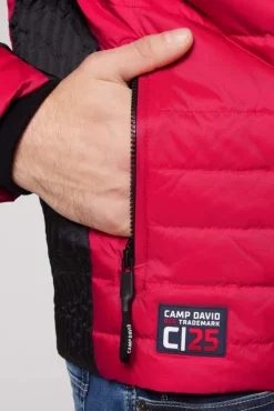 Herren CAMP DAVID & SOCCX Steppjacke im Colour Design mit Logo Artworks royal red