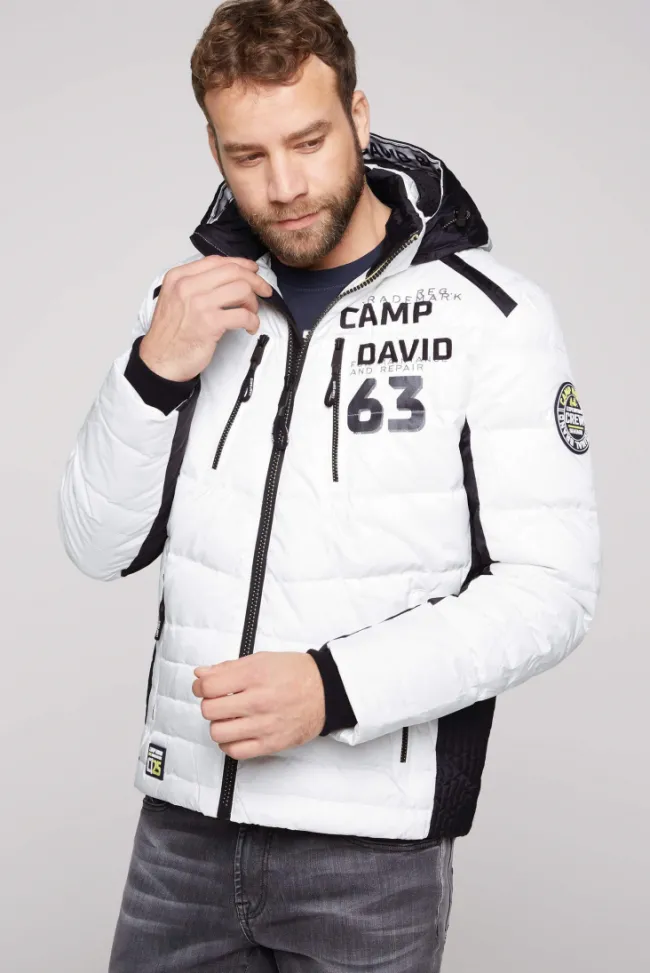Herren CAMP DAVID & SOCCX Steppjacke im Colour Design mit Logo Artworks