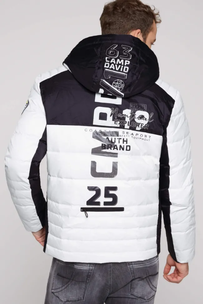 Herren CAMP DAVID & SOCCX Steppjacke im Colour Design mit Logo Artworks