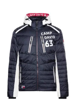 Herren CAMP DAVID & SOCCX Steppjacke im Colour Design mit Logo Artworks deep sea
