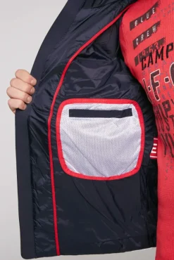 Herren CAMP DAVID & SOCCX Steppjacke im Colour Design mit Logo Artworks deep sea