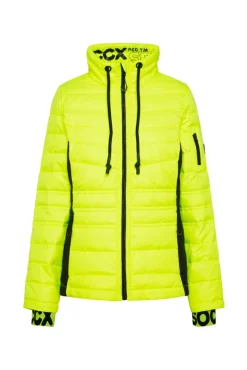 Damen CAMP DAVID & SOCCX Steppjacke im Ski-Design yellow lime