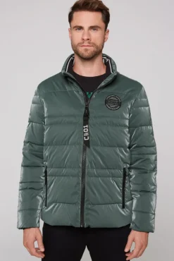 Herren CAMP DAVID & SOCCX Steppjacke mit Coating und Zip-Anhänger khale green