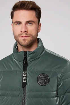 Herren CAMP DAVID & SOCCX Steppjacke mit Coating und Zip-Anhänger khale green