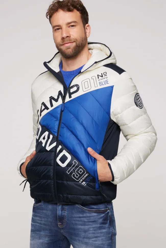 Herren CAMP DAVID & SOCCX Steppjacke mit Colour-Blocking und Rücken-Print