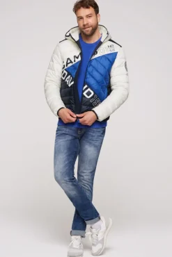 Herren CAMP DAVID & SOCCX Steppjacke mit Colour-Blocking und Rücken-Print
