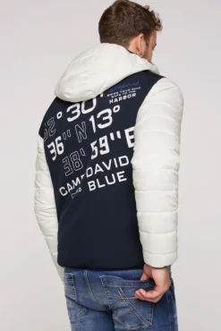 Herren CAMP DAVID & SOCCX Steppjacke mit Colour-Blocking und Rücken-Print